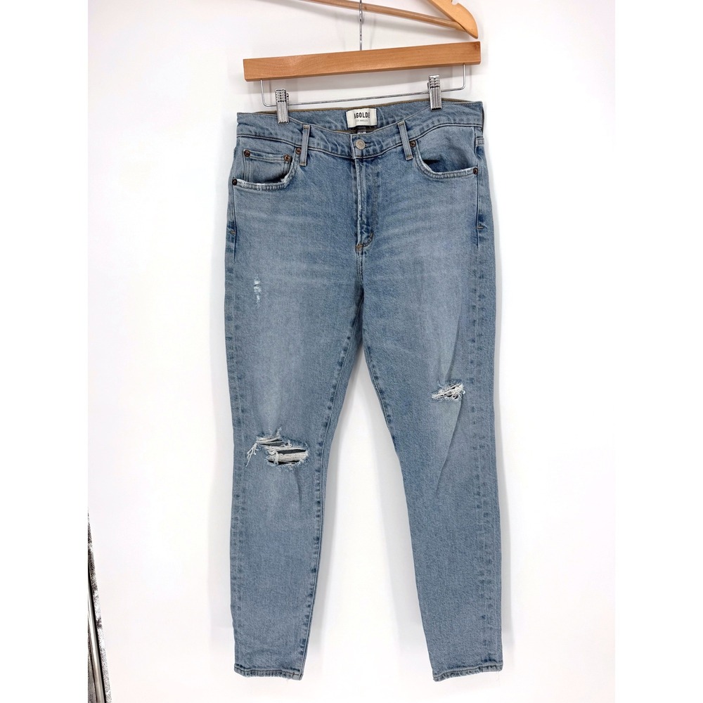 AGOLDE Sophie High Rise Skinny Jeans 29 Blue Distressed Denim Y2K Streetwear
